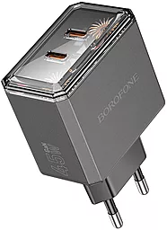 Мережевий зарядний пристрій Borofone BAS33A 45w PD 2xUSB-C ports fast charger black - фото Мережевий зарядний пристрій Borofone BAS33A 45w PD 2xUSB-C ports fast charger black