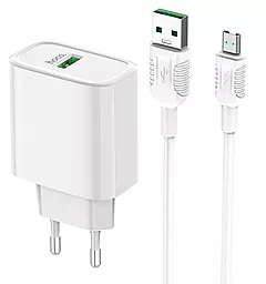 Сетевое зарядное устройство с быстрой зарядкой Hoco C69A 22.5w QC3.0 home charger + micro USB cable white - фото Сетевое зарядное устройство с быстрой зарядкой Hoco C69A 22.5w QC3.0 home charger + micro USB cable white