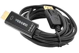 Відеокабель VEGGIEG DH-403 Display Port - HDMI v1.4 4k 30hz 3m black (YT-C-DH-403)