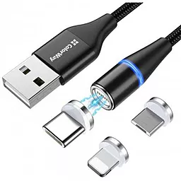 USB Кабель ColorWay Magnetic 12w 2.4a 3-in-1 USB to Type-C/Lightning/micro USB cable black (CW-CBUU038-BK) - мініатюра 3