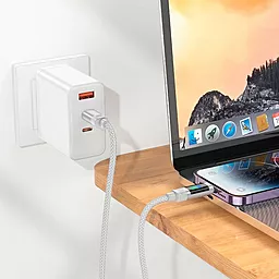 Кабель Hoco U126 Lantern USB Type-C - Lightning 27w 3a 1.2м PD сable Gray - миниатюра 4 Кабель Hoco U126 Lantern USB Type-C - Lightning 27w 3a 1.2м PD сable Gray - миниатюра 4