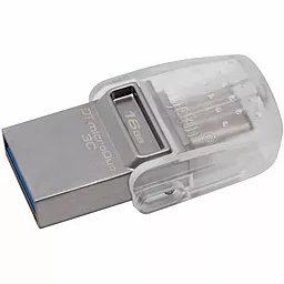 Флешка Kingston DT Micro 16GB USB 3.1+Type-C (DTDUO3C/16GB) Metal Silver