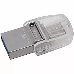 Флешка Kingston DT Micro 16GB USB 3.1+Type-C (DTDUO3C/16GB) Metal Silver - фото Флешка Kingston DT Micro 16GB USB 3.1+Type-C (DTDUO3C/16GB) Metal Silver
