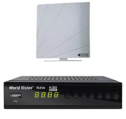 Комплект цифрового ТВ World Vision T625A + Антенна Kvant-Efir ARU-01 (white)
