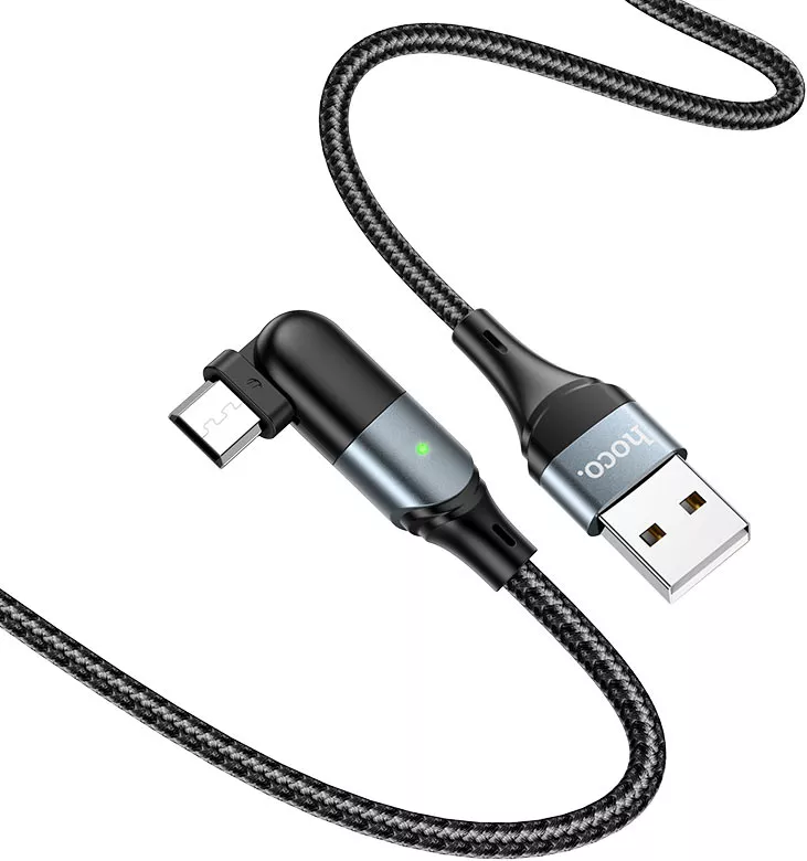 Кабель USB Hoco U100 Orbit micro USB Cable Black - фото 4
