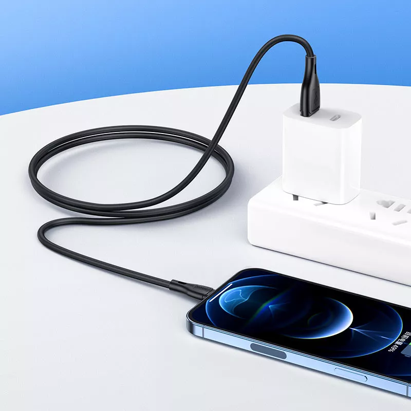 Кабель Hoco X61 Ultimate Silicone USB-A - Lightning 12w 2.4a 1м cable Black - фото 5
