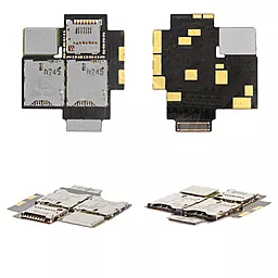 Разъем SIM-карты и карты памяти HTC T528d One SC, на шлейфе на две Sim-карты