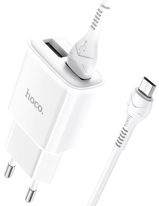 Сетевое зарядное устройство Hoco C88A 2.4a 2xUSB-A ports charger + micro USB cable white - фото 4