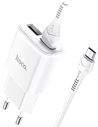 Сетевое зарядное устройство Hoco C88A 2.4a 2xUSB-A ports charger + micro USB cable white - миниатюра 4 Сетевое зарядное устройство Hoco C88A 2.4a 2xUSB-A ports charger + micro USB cable white - миниатюра 4