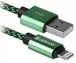 Кабель Defender ACH01-03T PRO USB-A - Lightning 10.5w 1м cable Green (87810) - фото Кабель Defender ACH01-03T PRO USB-A - Lightning 10.5w 1м cable Green (87810)