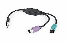 Шлейф (Кабель) Cablexpert Переходник USB А-папа/2х PS/ 2. 30см (UAPS12-BK) - мініатюра 2