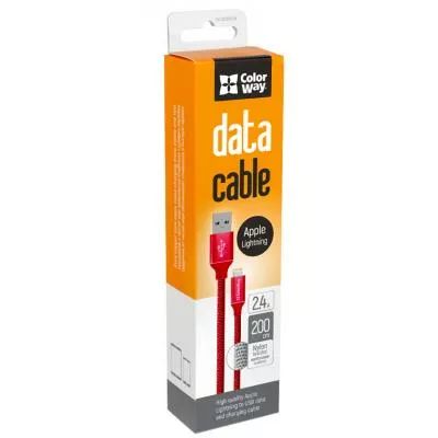 Кабель ColorWay USB-A - Lightning 12w 2.4a 2м cable Red (CW-CBUL007-RD) - фото 2