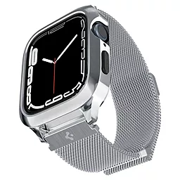 Чехол-накладка и ремешок Spigen Metal Fit Pro для Apple Watch 44, 45 mm Silver (ACS04584)