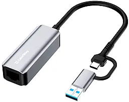 Кабель (шлейф) ColorWay USB-A/Type-C - RJ45 1000Mbps 0.18м серый (CW-AD-CRG)