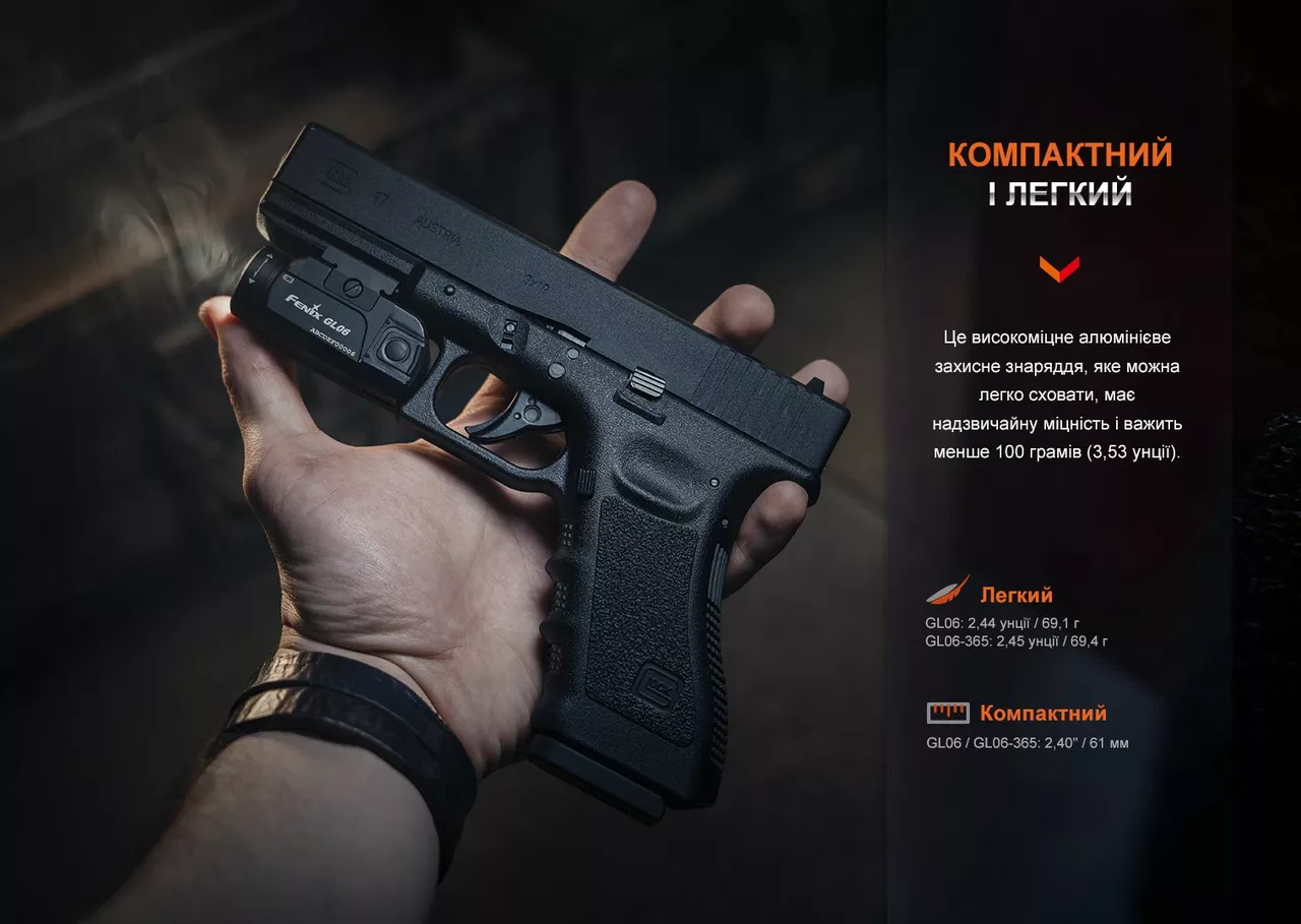 Фонарь к пистолету Fenix GL06-365 (1x16340, 1xCR123A) - фото 13