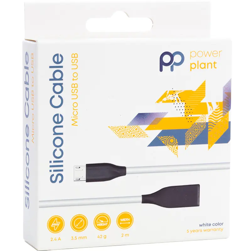 Кабель PowerPlant USB-A - micro USB 12w 2.4а 2м cable White - фото 2