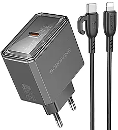 Мережевий зарядний пристрій Borofone BAS31A 35w GaN PD USB-C port charger + USB-C to Lightning cable black - фото Мережевий зарядний пристрій Borofone BAS31A 35w GaN PD USB-C port charger + USB-C to Lightning cable black
