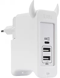 Сетевое зарядное устройство Momax U.Bull 1 Type C + 2 USB Charger EU White (UM3SEUW) - миниатюра 3