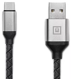 Кабель REAL-EL Premium Leather USB-A - Type-C 12w 2.4a 1м cable Black (4743304104802) - фото Кабель REAL-EL Premium Leather USB-A - Type-C 12w 2.4a 1м cable Black (4743304104802)