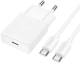 Мережевий зарядний пристрій Hoco N74 20w PD USB-C fast charger + USB-C to USB-C cable white - фото Мережевий зарядний пристрій Hoco N74 20w PD USB-C fast charger + USB-C to USB-C cable white