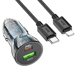 Автомобильное зарядное устройство Hoco Z47A 30w PD USB-C/USB-A ports car charger + USB-C to Lightning cable black - фото Автомобильное зарядное устройство Hoco Z47A 30w PD USB-C/USB-A ports car charger + USB-C to Lightning cable black