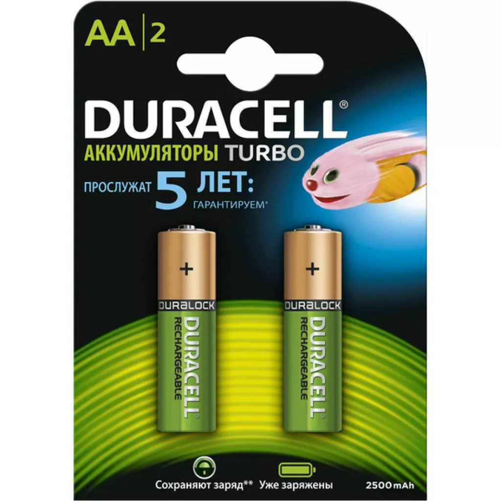 Акумулятор Duracell AA (LR6) 2500mAh Ni-Mh 2шт (81546830) - фото 1