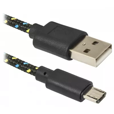 Кабель Defender USB08-03T USB-A - micro USB 10.5w 1м cable Black (87474) - фото 1
