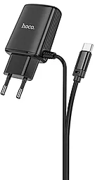 Сетевое зарядное устройство Hoco C82A 2.4a 2xUSB-A ports charger + USB-C cable black - фото Сетевое зарядное устройство Hoco C82A 2.4a 2xUSB-A ports charger + USB-C cable black