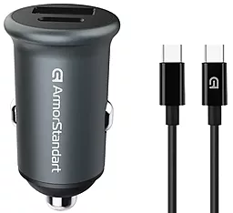 Автомобильное зарядное устройство ArmorStandart ArmorStandart 38w PD/QC USB-C/USB-A ports car charger + USB-C to USB-C cable gray (ARM82461) - фото Автомобильное зарядное устройство ArmorStandart ArmorStandart 38w PD/QC USB-C/USB-A ports car charger + USB-C to USB-C cable gray (ARM82461)