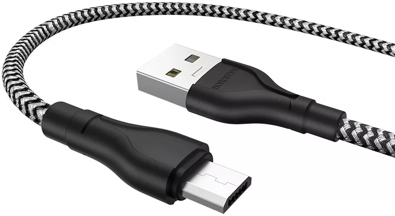 Кабель Borofone BX39 Beneficial USB-A - micro USB 12w 2.4a 1м cable Zebra - фото 3