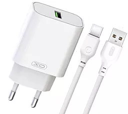 Сетевое зарядное устройство XO L103 18W USB - A QC3.0 + USB-C Cable White