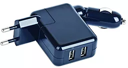 Автомобільний + мережевий зарядний пристрій Gembird 2a 2xUSB-А ports car charger black (MP3A-UC-ACCAR2)
