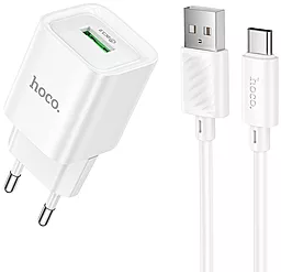 Мережевий зарядний пристрій Hoco C145A 18w QC home charger + USB-C cable white - фото Мережевий зарядний пристрій Hoco C145A 18w QC home charger + USB-C cable white