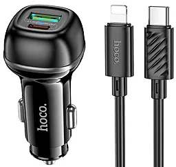 Автомобильное зарядное устройство Hoco Z58A 48w PD USB-C/USB-A ports charger + USB-C to Lightning cable black - фото Автомобильное зарядное устройство Hoco Z58A 48w PD USB-C/USB-A ports charger + USB-C to Lightning cable black