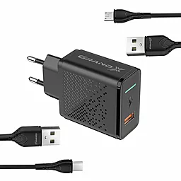Сетевое зарядное устройство Grand-X 18w QC3.0 fast charger + micro USB/USB cable black (CH-650MT)
