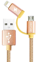 USB Кабель Awei CL-930 2-in-1 USB to micro USB/Lightning Cable Gold