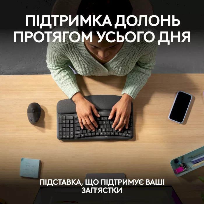 Клавіатура Logitech Wave Keys Bluetooth/Wireless Black (920-012304) - фото 8