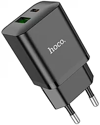 Сетевое зарядное устройство с быстрой зарядкой Hoco N28 20w PD USB-C/USB-A ports charger black