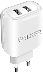 Сетевое зарядное устройство Walker WH-27 2.1a 2xUSB-A ports charger white