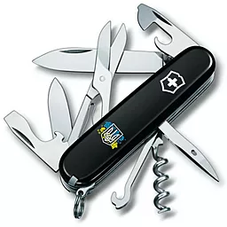Мультитул Victorinox Climber Ukraine (1.3703.3_T1280u) Black Герб Украины с цветочным флагом