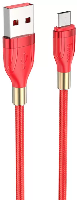 Кабель Hoco U92 Gold Collar USB-A - micro USB 12w 2.4a 1.2м cable Red - фото 1