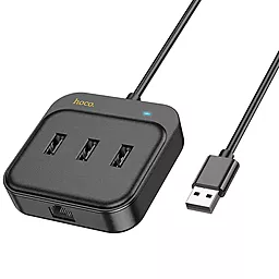 Мультипортовый USB-A хаб Hoco HB35 Easy link 4-in-1 Hub black - фото Мультипортовый USB-A хаб Hoco HB35 Easy link 4-in-1 Hub black