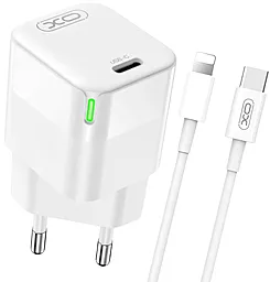 Сетевое зарядное устройство XO CE06 30w PD GaN USB-C fast charger + USB-C to Lightning cable white - фото Сетевое зарядное устройство XO CE06 30w PD GaN USB-C fast charger + USB-C to Lightning cable white