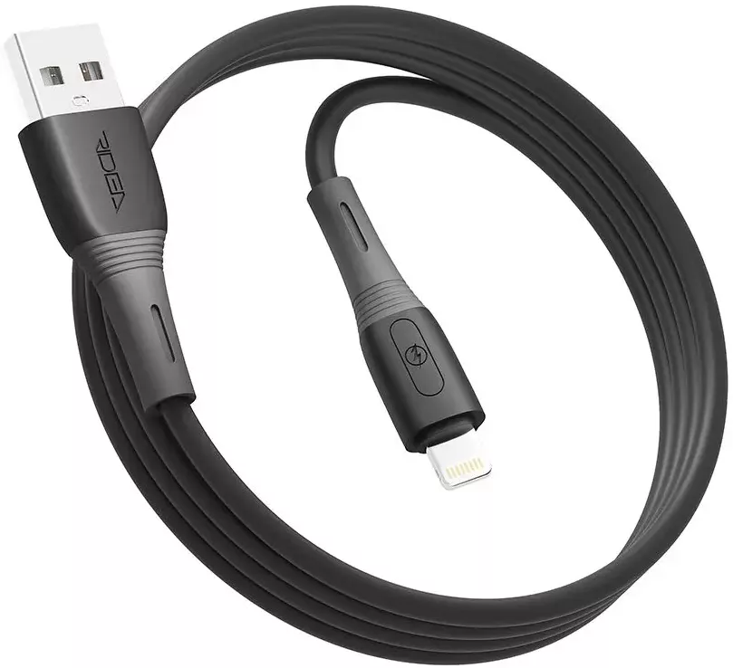 Кабель Ridea RC-M133 Spring USB-A - Lightning 12w 2.4a 1м cable Black - фото 1