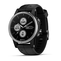 Смарт-годинник Garmin Fenix 5 Plus Silver with Black Silicone (010-01988-60) - фото Смарт-годинник Garmin Fenix 5 Plus Silver with Black Silicone (010-01988-60)