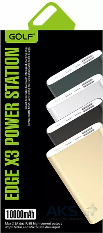 Повербанк GOLF EDGE X3 10000 mAh silver - фото 2
