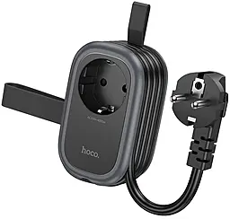 Мережевий фільтр (подовжувач) Hoco NS6 Sharp 1 розетка + 2xUSB и 1xUSB-C  чорний