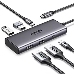 Мультипортовый USB Type-C хаб Ugreen 6-in-1 black (15852) - фото Мультипортовый USB Type-C хаб Ugreen 6-in-1 black (15852)