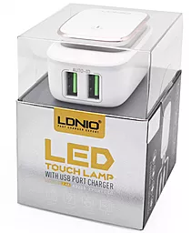 Сетевое зарядное устройство LDNio Led Touch Lamp + Lightning Cable White (A2205) - миниатюра 3