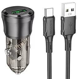 Автомобильное зарядное устройство Borofone BZ23 18w QC3.0 car charger + USB-C cable black - фото Автомобильное зарядное устройство Borofone BZ23 18w QC3.0 car charger + USB-C cable black